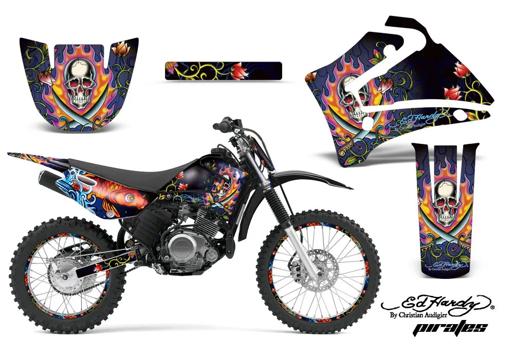 Yamaha TTR125 Dirt Bike Graphic Kit - 2000-2007 Ed Hardy - Pirates Black