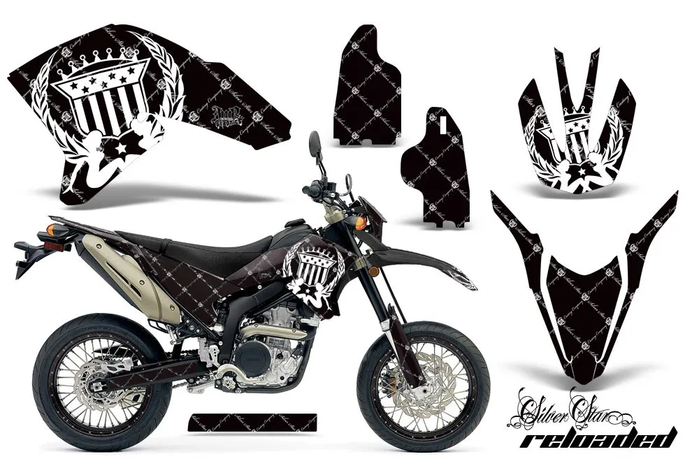 Yamaha WR250 R/X Dirt Bike Graphic Kit - 2007-2020 Silver Star - Reloaded Black