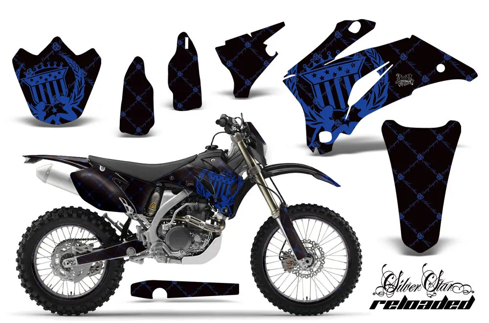 Yamaha WR250F Dirt Bike Graphic Kit - 2007-2014 Silver Star - Reloaded Black