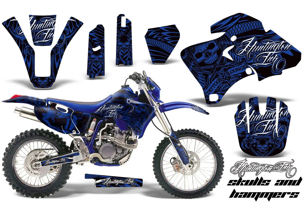 Yamaha WR400 Dirt Bike Graphic Kit - 1998-2002 Skulls and Hammers Blue