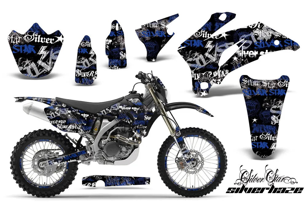 Yamaha WR450F Dirt Bike Graphic Kit - 2007-2011 Silver Star - Silverhaze Blue