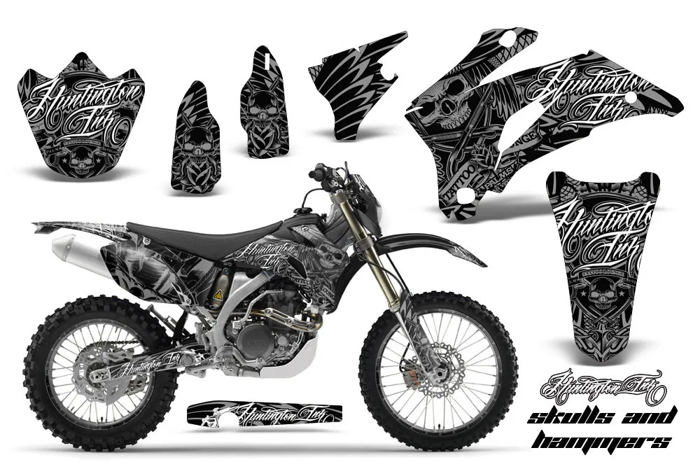 Yamaha WR450F Dirt Bike Graphic Kit - 2007-2011 Skulls and Hammers Silver