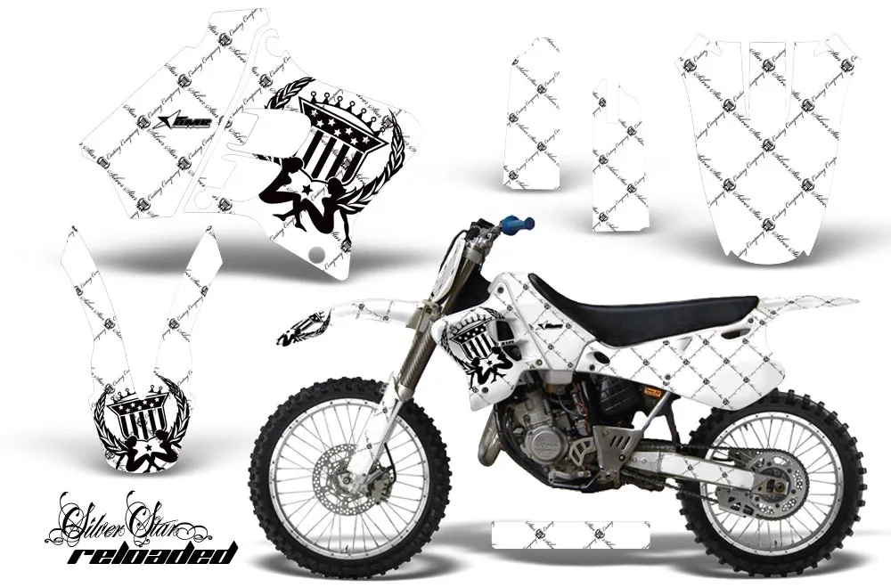 Yamaha YZ125 2 Stroke Dirt Bike Graphic Kit - 1993-1995 Silver Star - Reloaded White