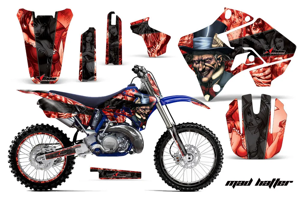 Yamaha YZ125 2 Stroke Dirt Bike Graphic Kit - 1996-2001 Mad Hatter Red