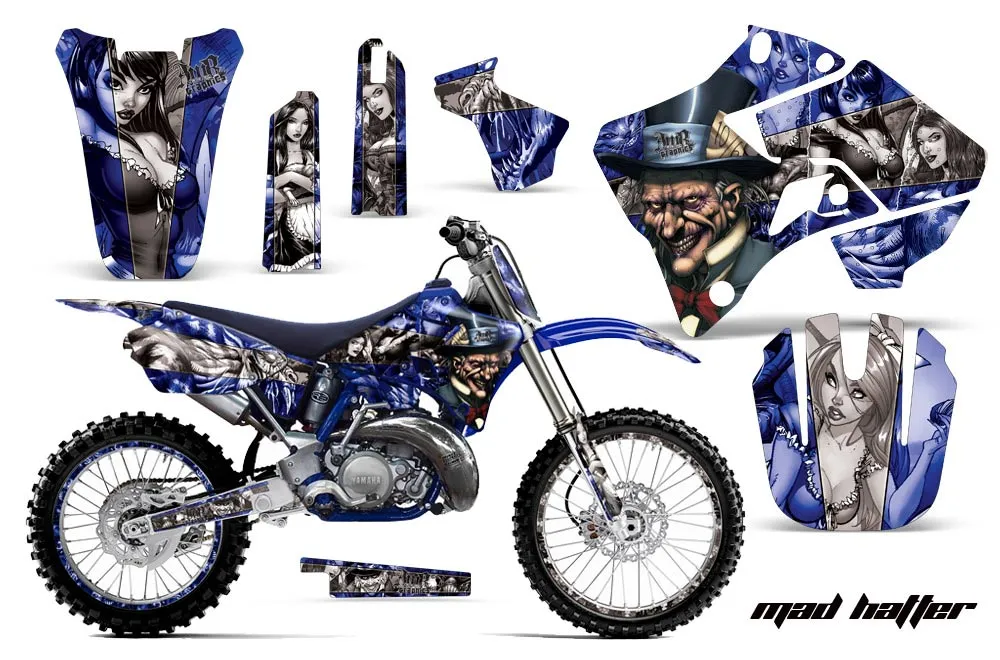Yamaha YZ125 2 Stroke Dirt Bike Graphic Kit - 1996-2001 Mad Hatter Silver