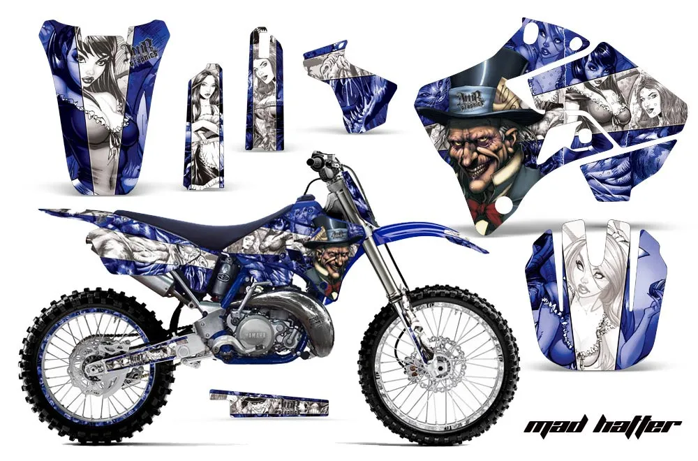 Yamaha YZ125 2 Stroke Dirt Bike Graphic Kit - 1996-2001 Mad Hatter White