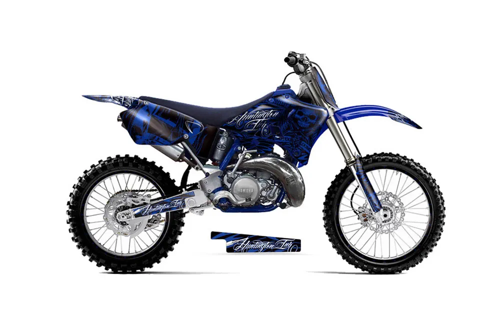 Yamaha YZ125 2 Stroke Dirt Bike Graphic Kit - 1996-2001 Skulls and Hammers Blue