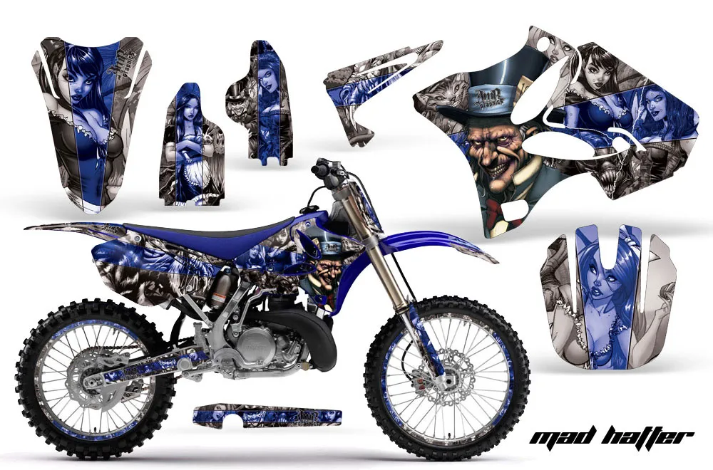 Yamaha YZ125 2 Stroke Dirt Bike Graphic Kit - 2002-2014 Mad Hatter Black