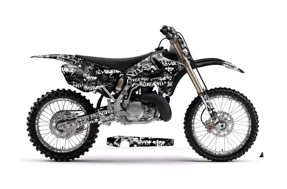 Yamaha YZ125 2 Stroke Dirt Bike Graphic Kit - 2002-2014 Silver Star - Silverhaze White