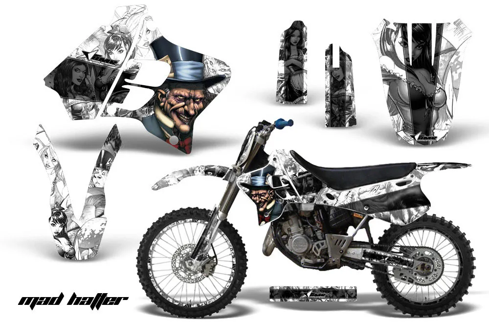 Yamaha YZ250 2 Stroke Dirt Bike Graphic Kit - 1993-1995 Mad Hatter White