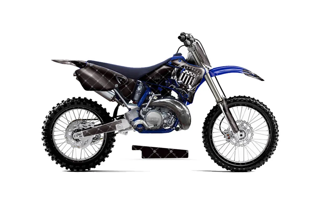 Yamaha YZ250 2 Stroke Dirt Bike Graphic Kit - 1996-2001 Silver Star - Reloaded Black