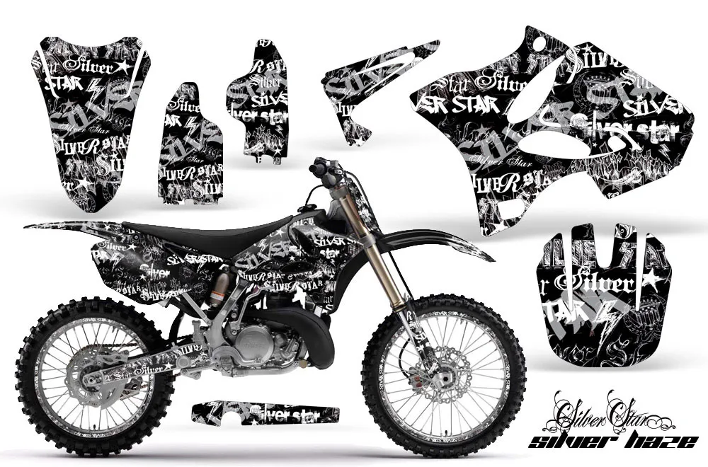 Yamaha YZ250 2 Stroke Dirt Bike Graphic Kit - 2002-2014 Silver Star - Silverhaze White