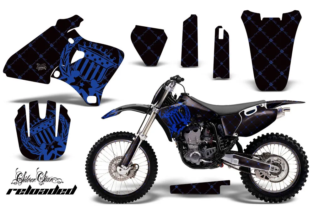 Yamaha YZ250 4 Stroke Dirt Bike Graphic Kit - 1998-2002 Silver Star - Reloaded Blue