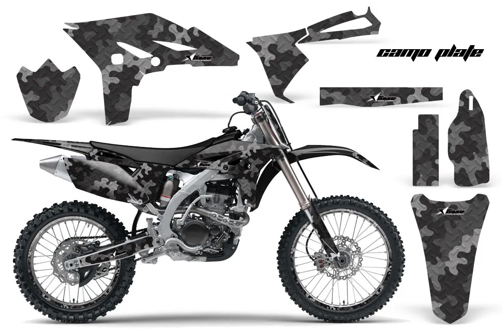 Yamaha YZ250 F 4 Stroke Dirt Bike Graphic Kit - 2010-2013 Camo Plate Black