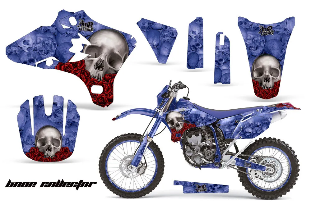 Yamaha YZ250 F Dirt Bike Graphic Kit - 2003-2005 Bone Collector Blue