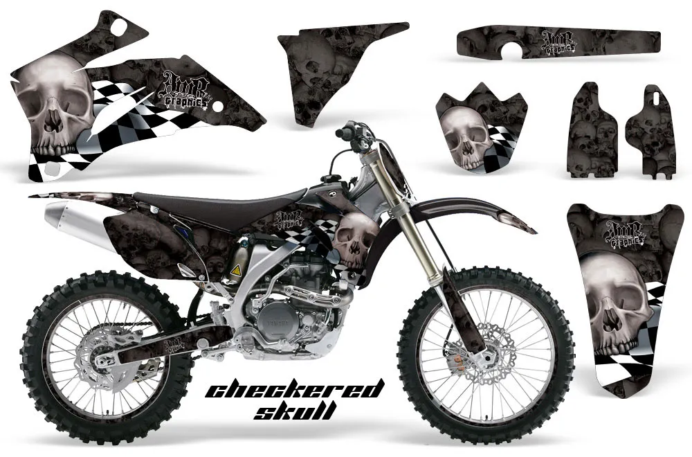 Yamaha YZ250F / YZ450F Dirt Bike Graphic Kit - 2006-2009 Checkered Skull Silver