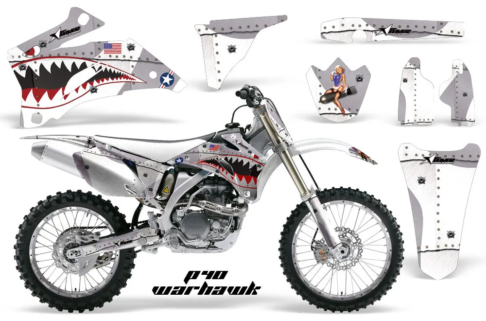 Yamaha YZ250F / YZ450F Dirt Bike Graphic Kit - 2006-2009 P40 Warhawk Silver