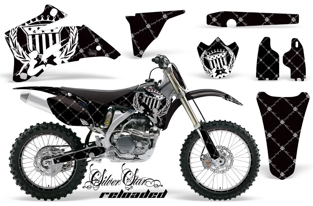 Yamaha YZ250F / YZ450F Dirt Bike Graphic Kit - 2006-2009 Silver Star - Reloaded Black