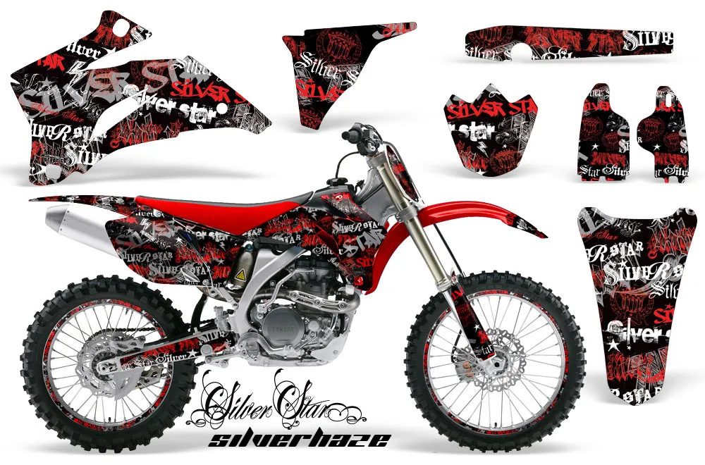 Yamaha YZ250F / YZ450F Dirt Bike Graphic Kit - 2006-2009 Silver Star - Silverhaze Red