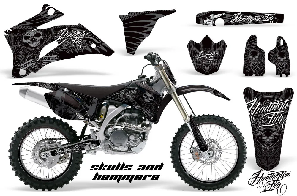 Yamaha YZ250F / YZ450F Dirt Bike Graphic Kit - 2006-2009 Skulls and Hammers Black