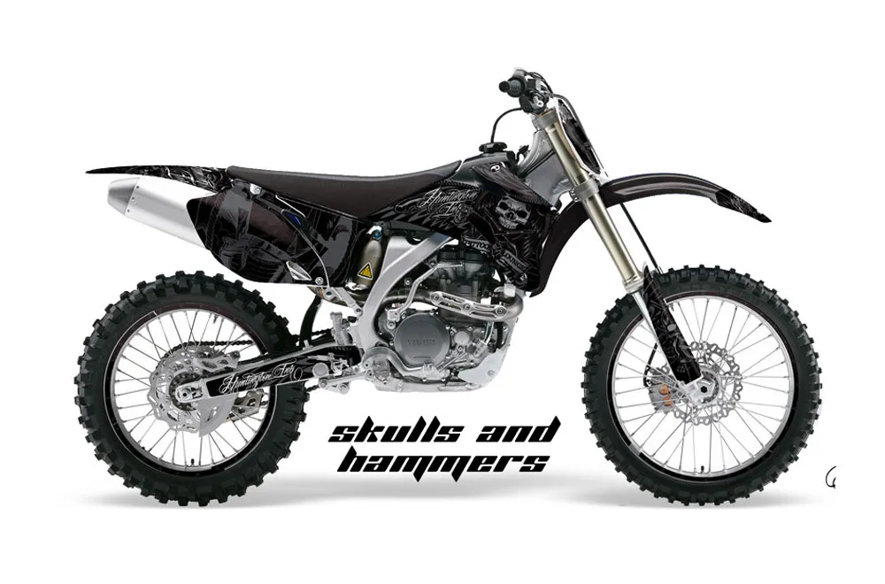 Yamaha YZ250F / YZ450F Dirt Bike Graphic Kit - 2006-2009 Skulls and Hammers Black