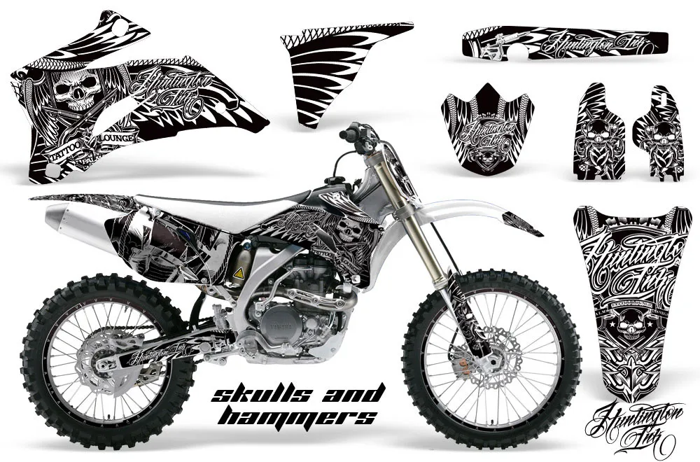 Yamaha YZ250F / YZ450F Dirt Bike Graphic Kit - 2006-2009 Skulls and Hammers White