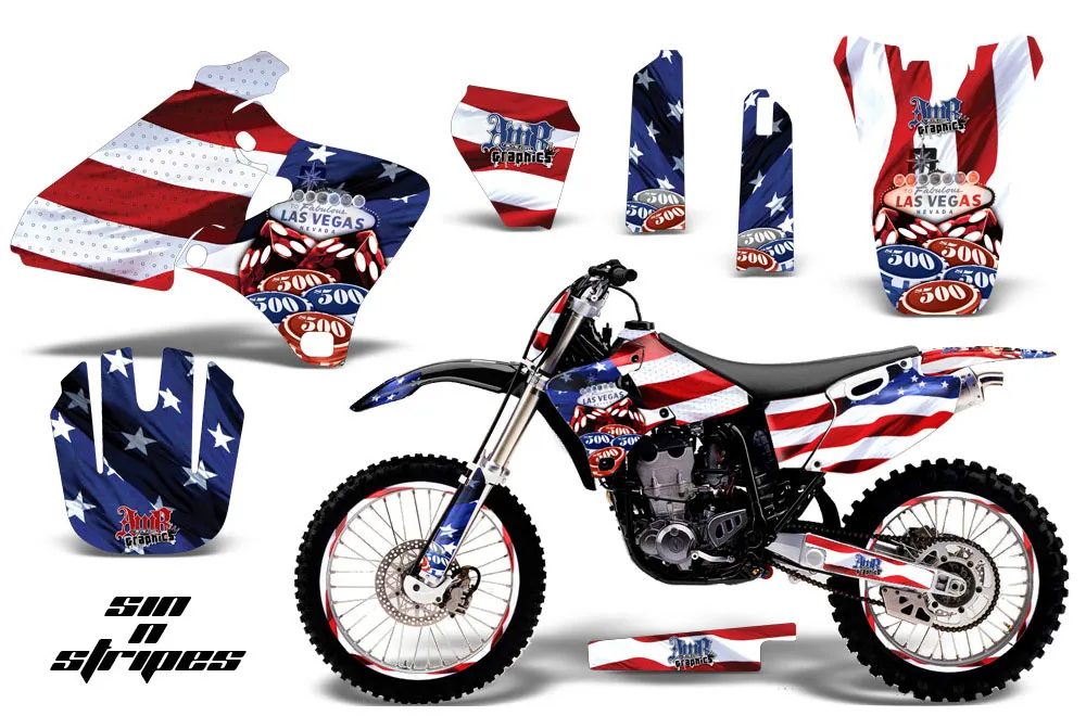 Yamaha YZ426 F 4 Stroke Dirt Bike Graphic Kit - 1998-2002 Sin and Stripes