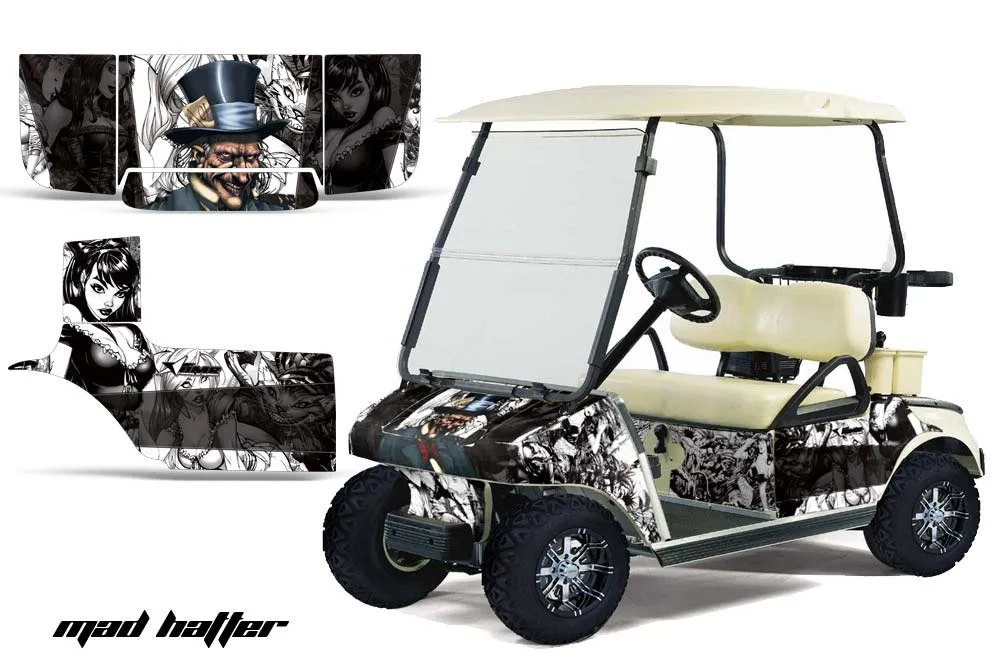 Club Car Golf Cart Graphic Kit - 1983-2014 Mad Hatter White