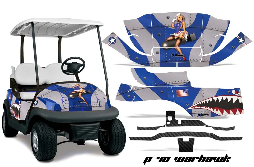 Club Car Precedent I2 Golf Cart Graphic Kit - 2004-2017 P40 Warhawk Blue