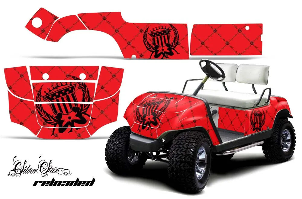 Yamaha G-Series Golf Cart Graphic Kit - 1995-2006 Silver Star Red