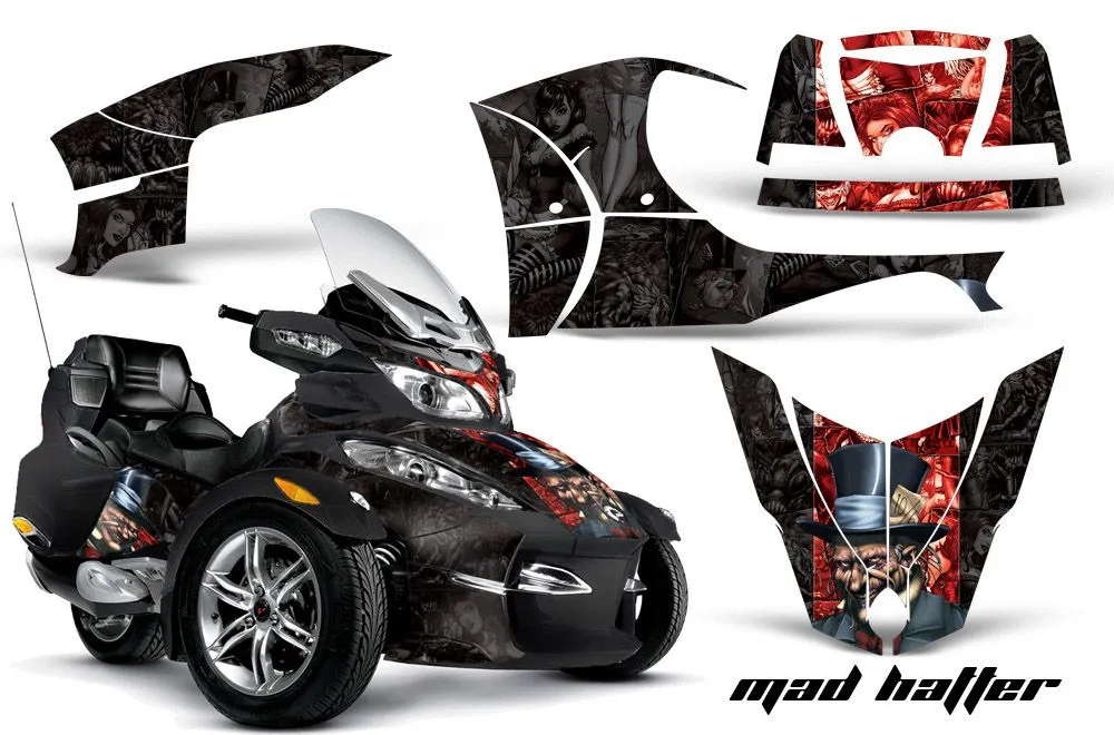 Can Am BRP (RTS) Spyder Graphic Kit - 2010-2013 Mad Hatter Black