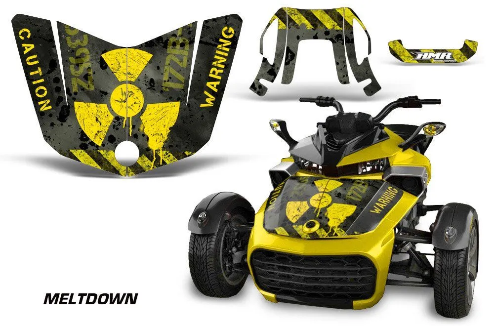 Can Am F3-S Spyder Hood Graphic Kit - All Years Meltdown Yellow