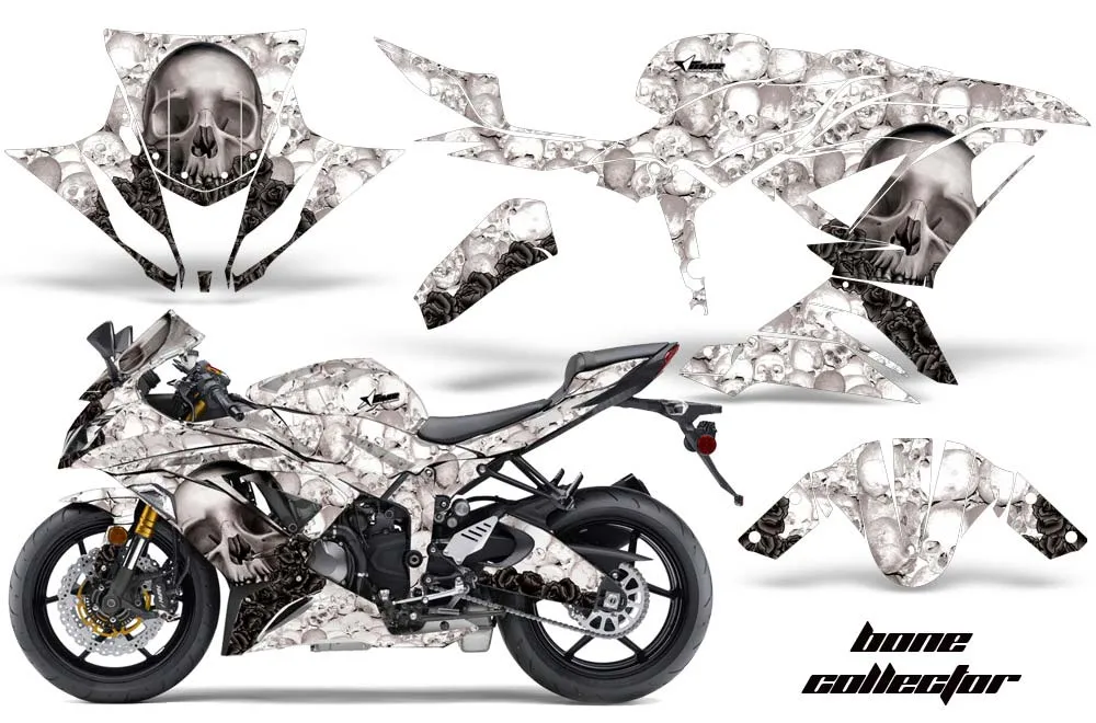 Kawasaki 636 ZX6-R Ninja Graphic Kit - 2013-2016 Bone Collector White
