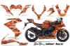 Kawasaki ZX10 Ninja Graphic Kit - 2008-2009 Silver Star Silverhaze Orange