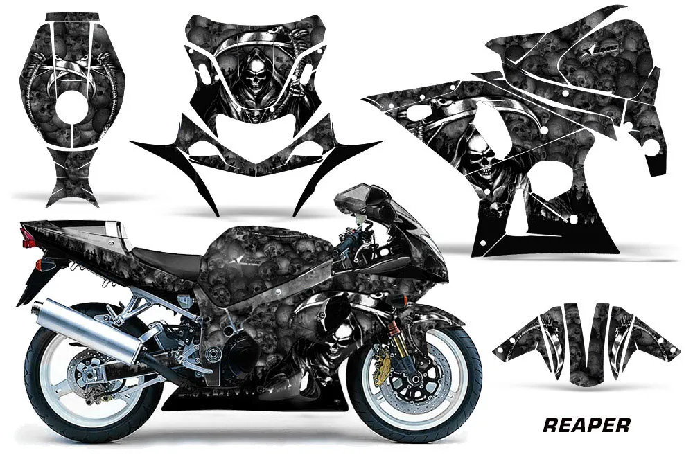 Suzuki GSXR 1000 Street Bike Graphic Kit - 2001-2002 Reaper Black