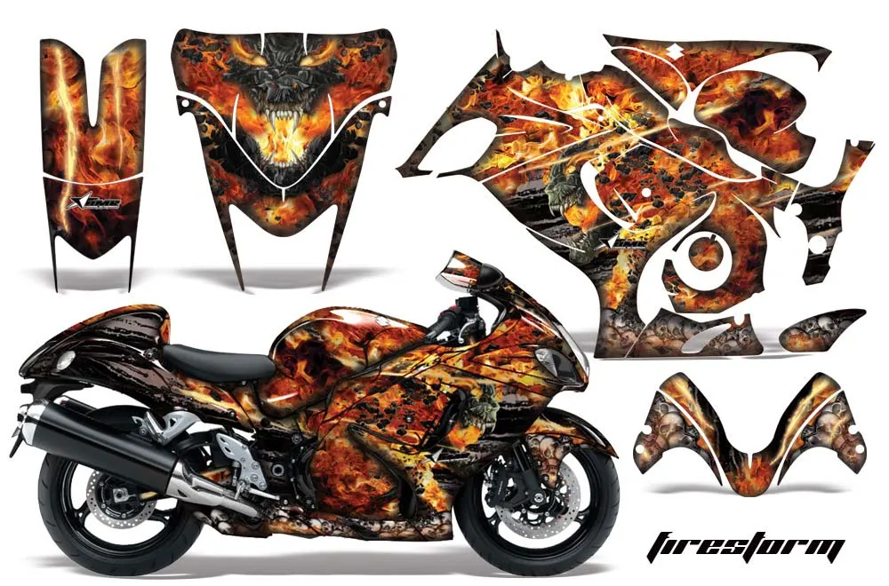 Suzuki GSXR 1300 Hayabusa Graphic Kit - 2008-2020 Firestorm Black