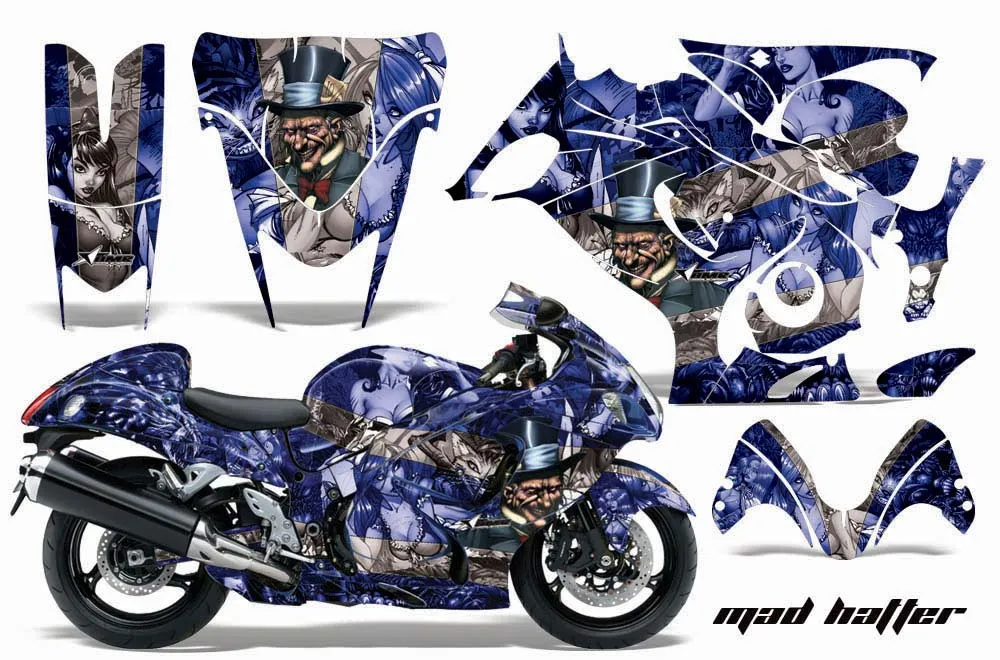 Suzuki GSXR 1300 Hayabusa Graphic Kit - 2008-2020 Mad Hatter Blue