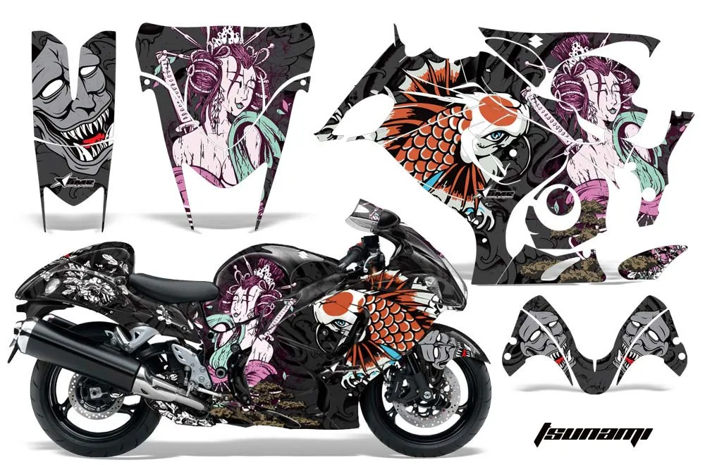 Suzuki GSXR 1300 Hayabusa Graphic Kit - 2008-2020 Tsunami Black