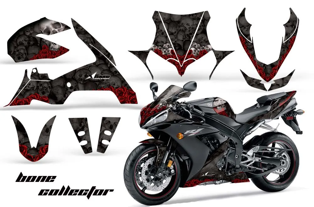 Yamaha R1 Graphic Kit - 2004-2005 Bone Collector Black