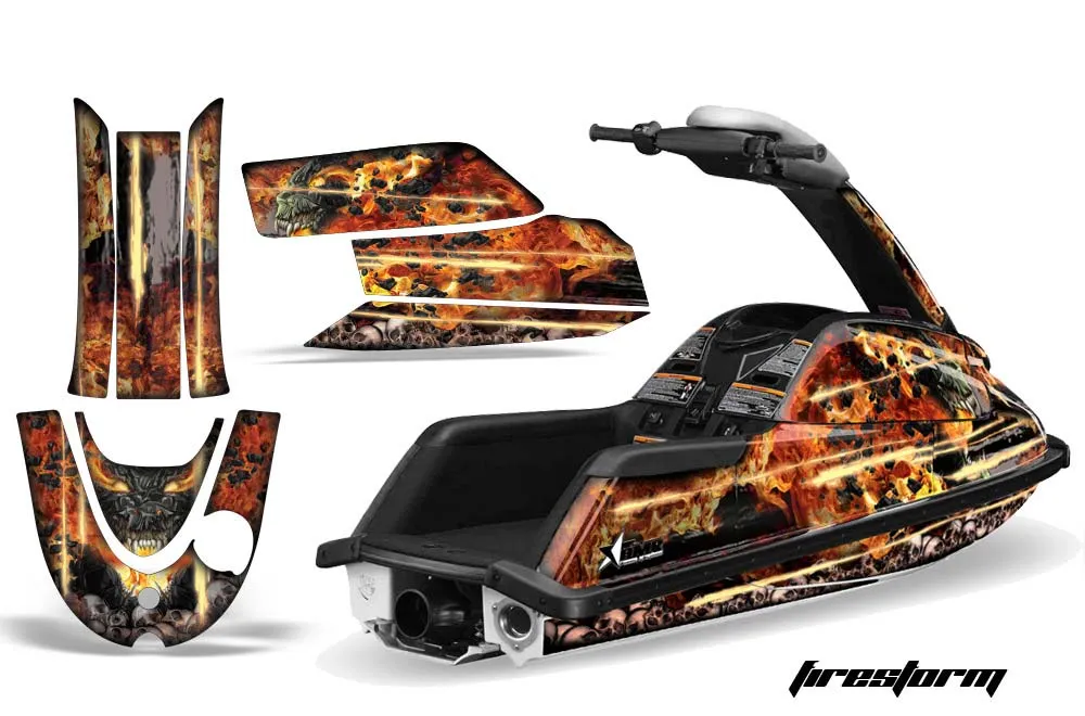 Yamaha Superjet Round Nose Jet Ski Graphic Kit - All Years Firestorm Black