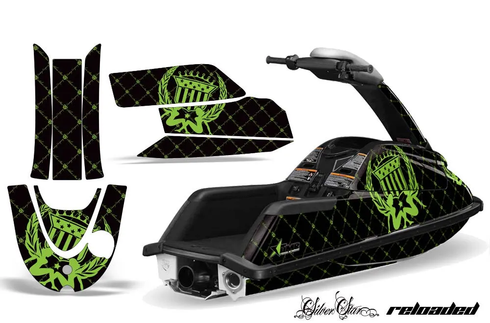 Yamaha Superjet Round Nose Jet Ski Graphic Kit - All Years Silver Star - Reloaded Green